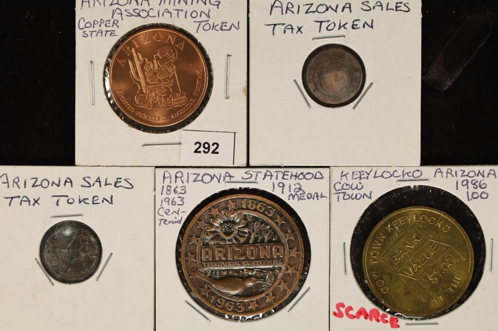 5 ASSORTED ARIZONA TOKENS