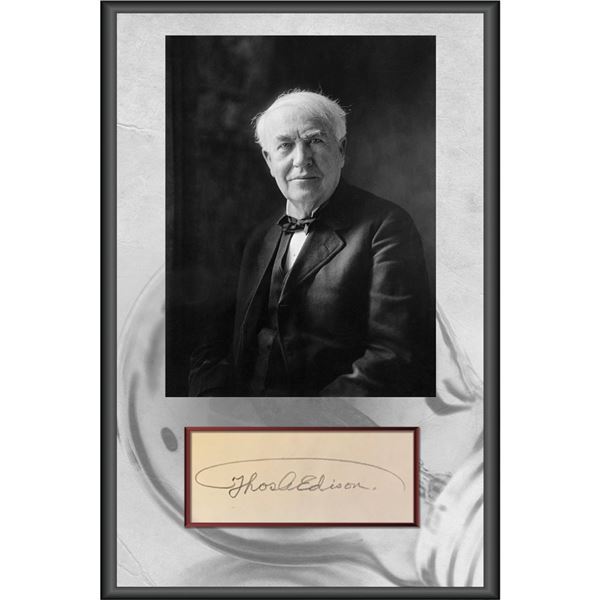 Signed Thomas Edison Signature Cut & Photograph Display