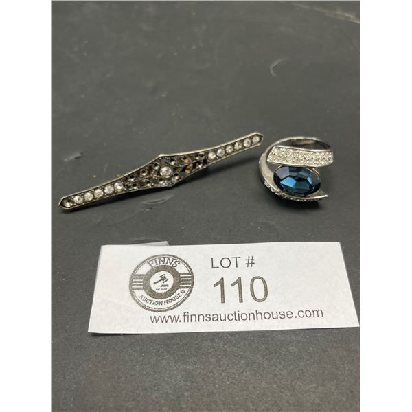 Deco Style Bar Brooch and Ring