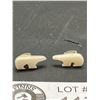 Image 2 : Carved Walrus Ivory Inuit Earrings  - Polar Bears