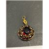 Image 2 : Early 1900s Guilt and Garnet Look Drop Pendant