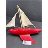 Image 1 : Vintage Made in England Star Yacht Wooden Sailboat 13" Long