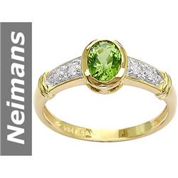 1 ct Green Apatite & Diamond Ring 14kt Gold