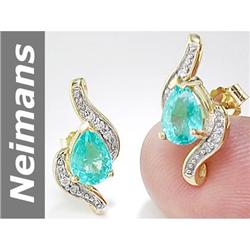 1.64 ct Apatite & Diamond Earrings 14kt Gold