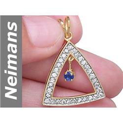 1.66 ct Blue, White Sapphire Pendant 14kt Gold