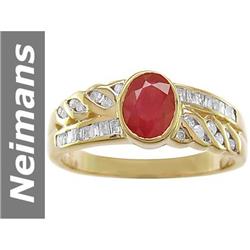 1.24 ct Ruby & Diamond Ring 14kt Gold