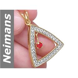 1.66 ct Ruby & White Sapphire Pendant 14kt Gold