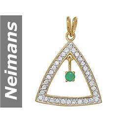 1.75 ct Emerald & White Sapphire Pendant 14kt Gold