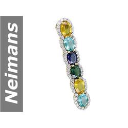 6.01 ct Apatite , Ceylon & Green, Yellow Sapphire & Diamond Pendant 14kt Gold