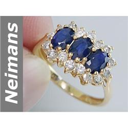 Gem quality 2.26 ct Sapphire & Diamond Ring 14kt Gold
