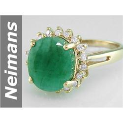 Elegant 6.25 ct Emerald & Diamond Ring 14kt Gold $1NR