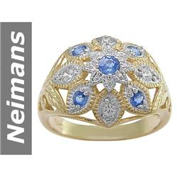 0.79 ct Blue, White Sapphire Ring 14kt Gold
