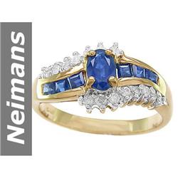 1.31 ct Blue Sapphire & Diamond Ring 14kt Gold