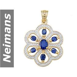 2.71 ct Blue Sapphire & Diamond Pendant 14kt Gold