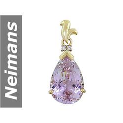 11.83 ct Pink Kunzite & Diamond Pendant 14kt Gold