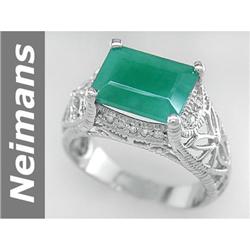 Rare 4.72 ct Emerald & Diamond Ring 14kt Gold No Res