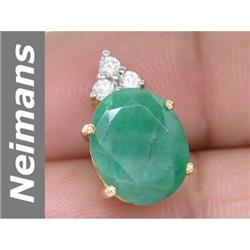 Huge 5.4 ct Emerald & Diamond Pendant 14kt Gold $1NR