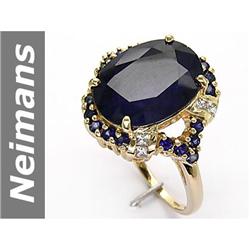 9.29 ct Blue, White Sapphire Ring 14kt Gold