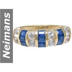 3.6 ct Blue, White Sapphire Ring 14kt Gold
