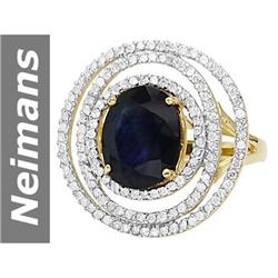 6.75 ct Sapphire & Diamond Ring 14kt Gold