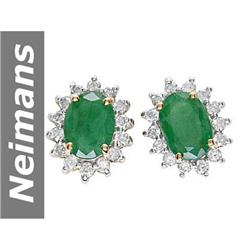 1.89 ct Emerald & Diamond Earrings 14kt Gold