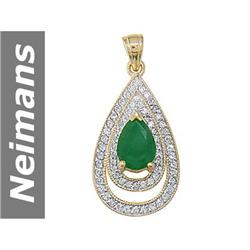 3.50 ct Emerald & Diamond Pendant 14kt Gold