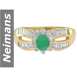 0.93 ct Emerald & Diamond Ring 14kt Gold
