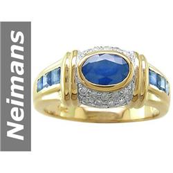 2 ct Blue Sapphire & Diamond Ring 14kt Gold