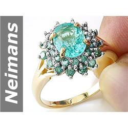 1.76 ct Apatite & Blue Diamond Ring 14kt Gold