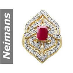 1.74 ct Ruby & Diamond Ring 14kt Gold