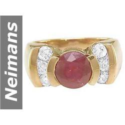 3.15 ct Ruby & Diamond Ring 14kt Gold