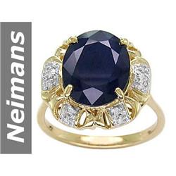 6.07 ct Sapphire & Diamond Ring 14kt Gold
