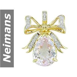 9.36 ct Pink Kunzite & Diamond Pendant 14kt Gold