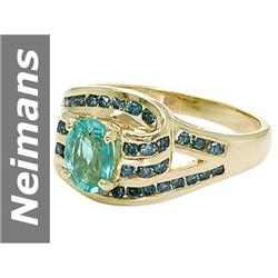 1.50 ct Apatite, Blue Diamond Ring 14kt Gold