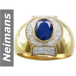 2.68 ct Sapphire & Diamond Gents Ring 14kt Gold