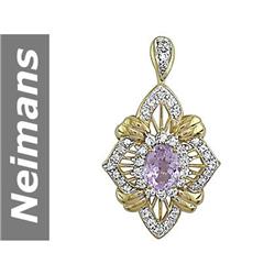 8.12 ct Pink Kunzite & White Sapphire Pendant 14kt Gold