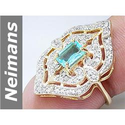 1.31 ct Apatite & Diamond Ring 14kt Gold