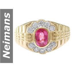 1.50 ct Ruby & Diamond Gents Ring 14kt Gold