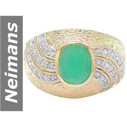 1.76 ct Emerald & Diamond Gents Ring 14kt Gold