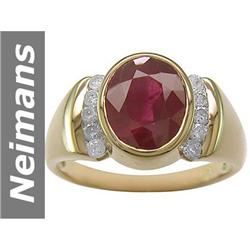 3.4 ct Ruby & Diamond Ring 14kt Gold