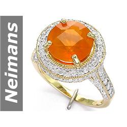 3.49 ct Fire Opal & Diamond Ring 14kt Gold