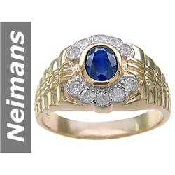 1.85 ct Sapphire & Diamond Gents Ring 14kt Gold