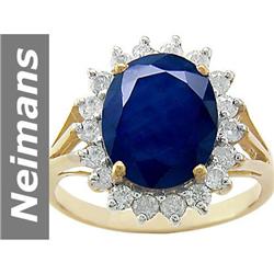 6.83 ct Sapphire & Diamond Ring 14kt Gold