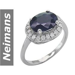 Charming 3.28 ct Sapphire & Diamond Ring 14kt Gold NR