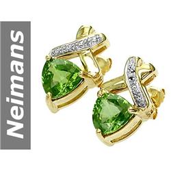 1.86 ct Green Apatite Earrings 14kt Gold