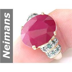 11.55 ct Blue Diamond & Ruby Ring 14kt Gold