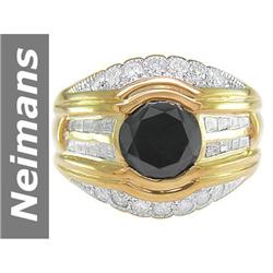 3.91 ct Black & White Diamond Gents Ring 14kt Gold
