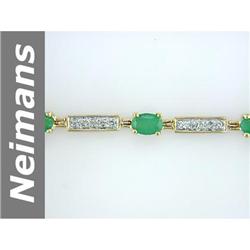 5.49 ct Emerald & Diamond Bracelet 14kt Gold