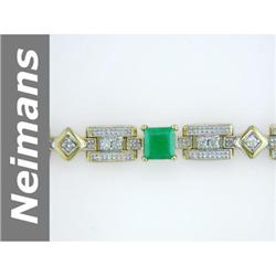 4.35 ct Emerald & Diamond Bracelet 14kt Gold