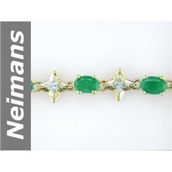 7.02 ct Emerald & Diamond Bracelet 14kt Gold